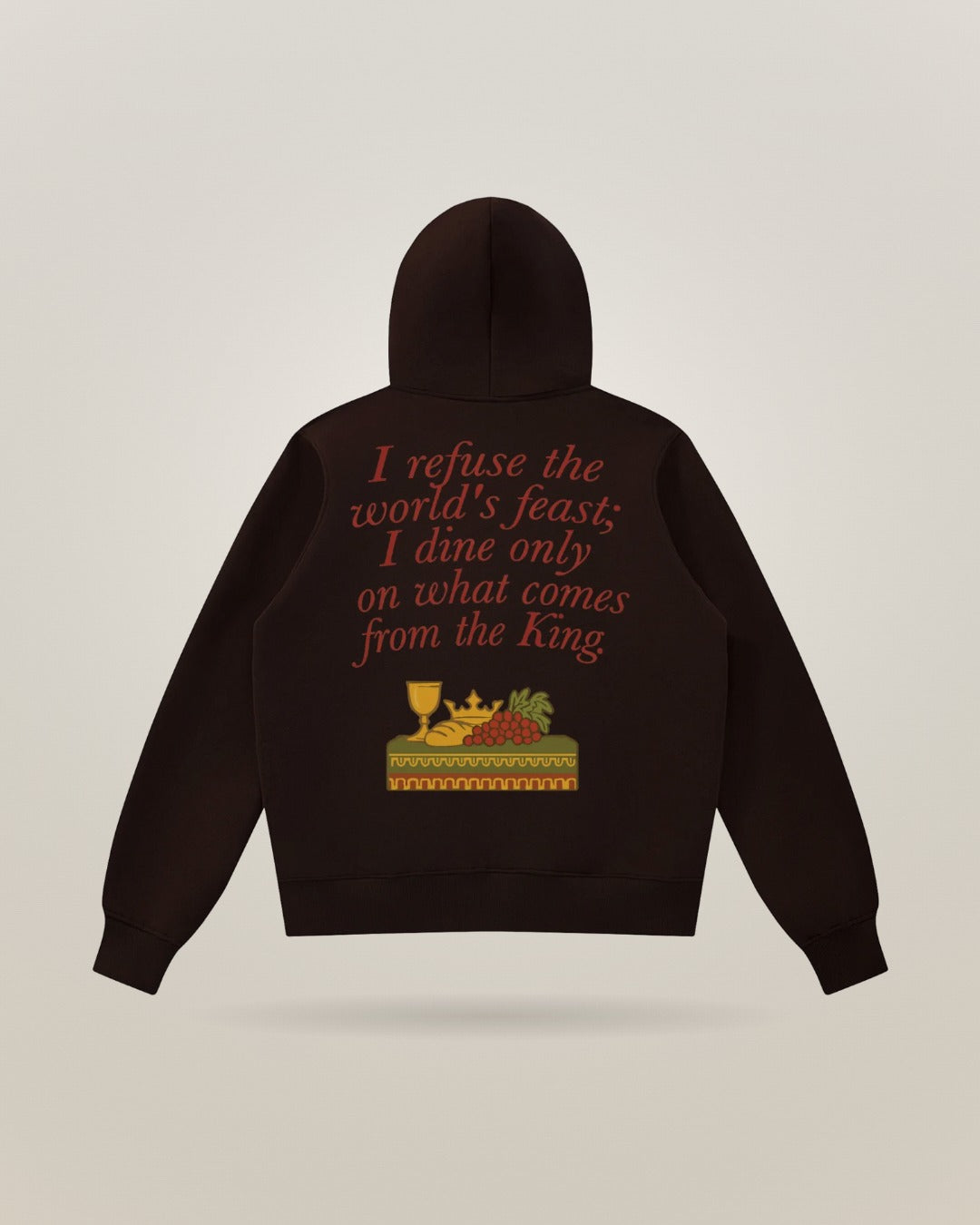 Full zip fleece hoodie in coffee, back print